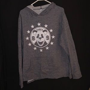 Denim blue hoodie white panda